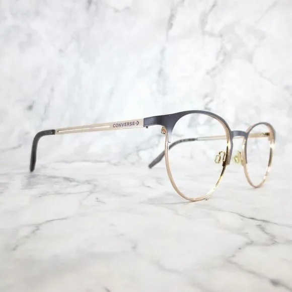 Converse CV1003 020 Eyeglasses Black Gold Round Full Rim Frames 51-19-140 - Picture 2 of 13